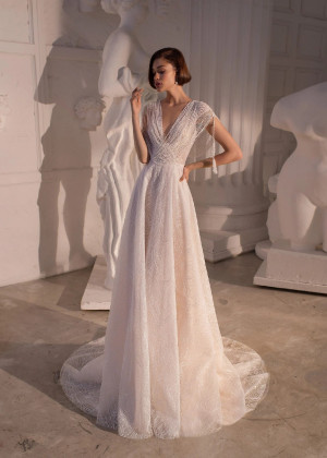 Ivory Glitter Lace Anniversary Wedding Dress